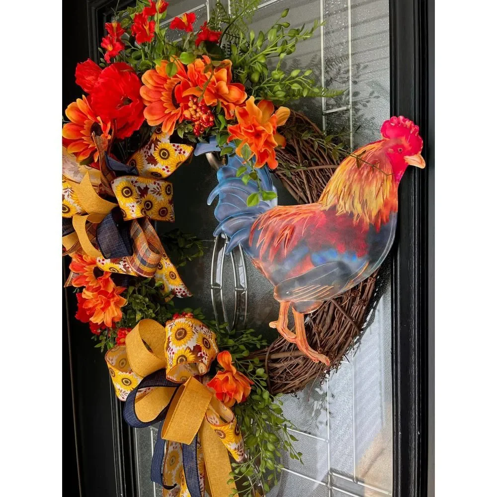 Fall Rooster Wreath, Autumn Wreath, Farmhouse Wreath